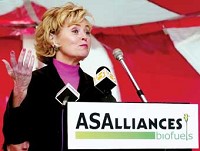 Lieutenant Governor, Becky Skillman, speaks at the groundbreaking cermony for the ASAlliances Biofuels, LLC ethenol plant Thursday morning in Linden. ASAlliances Biofuels, LLC expects construction to take 18 months and plans for operations to begin in mid to late 2007. Kris Fassa/Journal Review photo