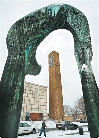 Henry Moore's "Large Arch," pictured Thursday, is one of the most recognized donations of the Miller family in Columbus. ANDREW LAKER | THE REPUBLIC 