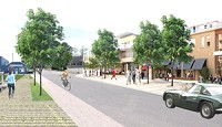 An artist&rsquo;s rendering shows how Main Street will look after one of the planned projects that are part of the Stellar Communities initiative in North Vernon. The scene is looking west from Madison Avenue. The buildings depicted at right are where the current city parking lot by the police station.