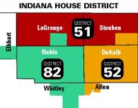 A Republican proposal for new Indiana House of Representative districts divides northeast Indiana into three districts &mdash; 51, 52 and 82 &mdash; instead of the current five. Noble and DeKalb counties would have only one representative &mdash; instead of two and three, respectively, in the present plan.