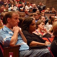 Some 300 people were rapt with attention during the convocation about synthetic drugs convened Tuesday night in the Huntington North High School auditorium. Several people spoke, including Prosecutor Amy Richison, Huntington Police Department Detective Chad Hacker and Huntington County Commissioner Tom Wall spoke about the dangers of legally-obtainable synthetic substances. Rebecca L. Sandlin photo
