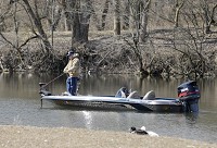 An angler fishes the lake at Shadyside on Friday. The proposed Mounds Lake Reservoir would be stocked with popular game fish species including Bass and Crappie according to CED director Rob Sparks. Staff photo by Don Knight