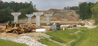 This photo from May shows construction of I-69 bridges over Indian Creek and Breeden Road. Staff photo by Jeremy Hogan