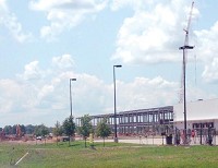Construction continues on the 170,000 square foot addition to the former Really Cool Foods facility in the Indiana Gateway Industrial Park north of Cambridge City. The project will result in the largest plant for new owner, Sugar Creek Packing Co. of Washington Court House, Ohio. (DARRELL SMITH/News-Examiner)