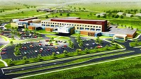 An artist's rendering shows what a new Major Hospital facility will look like along Interstate 74 at Intelliplex. On Monday, the Major Hospital Board of Directors voted in favor of moving to the new facility.