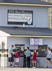 Signs on the softball field Wednesday show the new name of May, Oberfell and Lorber Softball Field after the local law firm was given naming rights for the field at Penn High School. SBT Photo/GREG SWIERCZ