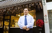 Owner Bob Caesar, New Albany, is pictured in front of Endris Jewelers, 314 Pearl St., in downtown New Albany. Caesar has worked in the establishment since 1972, when his father was owner, and the business was started in 1880. Staffphoto by Christopher Fryer