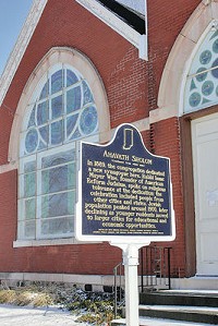 An Indiana historical marker was placed at the former Ahavath Sholom synagogue in September 2014.