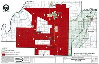 The proposed Economic Development Area highlighted in red. Graphic provided