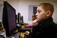 Eastern Elementary student Leighton Gilbert works on Wednesday, Feb. 11, 2015, to complete an acuity test and remediation in preparation for the ISTEP+. Tim Bath | Kokomo Tribune