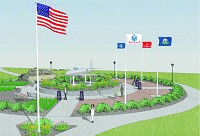 Shown is a conceptual drawing of the veterans park that will be located at Memorial Park. The Huntington City Common Council voted to allow the redevelopment commission to take out bonds for several projects, including the park project. Provided photo