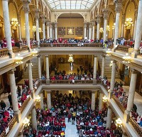 &nbsp;Supporters of Indiana's Superintendent of Public Instruction Glenda Ritz attended a rally Monday afternoon at the Statehouse. Republicans in both the House and the Senate are attempting to remove Ritz as chair of the State Board of Education. Photo by Austen Leake, Tribune-Star