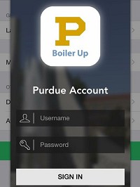 Purdue University&rsquo;s new smart phone application was created by students and could be available by the end of March. This is a screen shot of the app&rsquo;s log in page. (Photo: Provided)