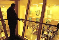 Daviess County Sheriff Jerry Harbstreit overlooks cell blocks at the jail in Washington, Ind. on June 9, 2004. A drug treatment program Harbstreit started has reduced the jail population. (Washington Times Herald\Kelly Overton)
