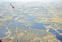 This aerial photograph shows the approximate location of a proposed confined animal feeding operation that would house some 4,800 pigs in rural Angola and its proximity to Steuben County lakes. Residents have spoken loudly against the CAFO over environmental concerns. File photo by Bill Eyster