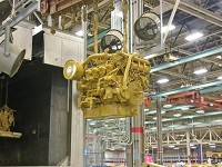 A 3500 engine exiting the paint booth. About 250 employees will lose their jobs at the Caterpillar large engine manufacturing plant in Lafayette. File photo provided by Caterpillar