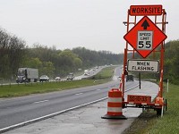 The speed limit in non-active work zones will decrease to 55 mph throughout the project. During active construction, the speed limit will be 45 mph and backups are expected. (Photo: John Terhune/Journal &amp; Courier)