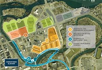 A plan unveiled Tuesday, Sept. 1, 2015, proposes massive changes to the area of Elkhart east of the Elkhart River, centered on Jackson Boulevard east to Goshen Avenue. It's one of the elements of Innovate Indiana, the plan put forth by Elkhart, St. Joseph and Marshall county boosters to secure a portion of Indiana Regional Cities Initiative money. The accompanying graphic, pulled from the report, shows the proposed changes, including new athletic fields in the zone, 400 new housing units, relocation of Martin's Super Market and a St. Joseph River marina near where Jackson Boulevard meets Goshen Avenue. (Regional Cities of Northern Indiana)