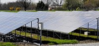 These are part of the solar panel banks that make up the 10-acre Frankton Solar Park that was built by Indiana Municipal Power Agency last year. They have proposed to build another solar park in the Pendleton area. Staff photo by John P. Cleary
