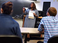 Associate Professor of Engineering Education Monica Cox gives instructions to her class Tuesday, October 6, 2015 in Armstrong Hall at Purdue University. Cox is the lead researcher of a project that will analyze why tenure-track women faculty in engineering persist despite barriers. (Photo: Mark Felix/For the Journal &amp; Courier)