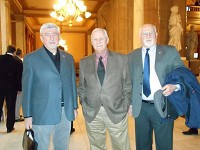 From left, Tom Pappas, state Rep. Chuck Moseley and Dan Orlich, all of Portage, on Tuesday at the Indiana State Capitol. Orlich and Pappas had encouraged Moseley to introduce a resolution calling on the Veterans Affairs department to let Indiana veterans seek health care closer to home. On Tuesday, it passed the House unanimously.
