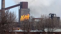 Gases from steel coke processing are burned off at the ArcelorMittal Steel plant in Burns Harbor, Indiana. (Jim Karczewski, Post-Tribune)
