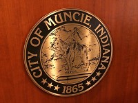 The seal of the city of Muncie at Muncie City Hall. Staff photo by Keith Roysdon