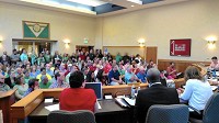 The City Council chambers were packed with standing room only as the Council considered and passed a human rights ordinance on Monday. (James D. Wolf Jr. / Post-Tribune)