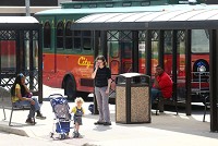 This May 25, 2016 photo shows people waiting for the trolley. In September 2010, the city introduced the City Line trolley system, a free public transit program. The trolley has had over 407,000 passenger boardings in 2015. Kelly Lafferty Gerber | Kokomo Tribune