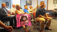 Jennifer Roark of Crown Point was among a handful of residents who came out Monday to oppose the city's planned wheel tax. (Carrie Napoleon / Post-Tribune)