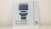 The Indiana Convention Center posts all-gender restroom signs during events in which the event organizers have requested them. (Photo courtesy of Indiana Convention Center)