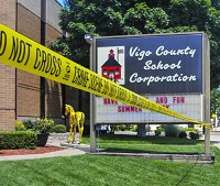 The Vigo County School Corp. building in downtown Terre Haute was the scene of an FBI investigation on June 8. Staff photo by Austen Leake
