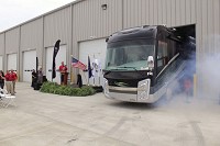 An Entegra motorhome rolls out of the new Entegra plant on the Jayco campus in this June 2015 file photo. It was announced today, July 1, 2016, that Thor Industries has purchased Jayco for $576 million. Staff file photo by Roger W. Schneider