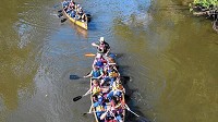 Hayes Leonard Elementary School fourth graders make their way down the Kankakee River in September 2015 in Kouts. (Kyle Telechan / Post-Tribune)