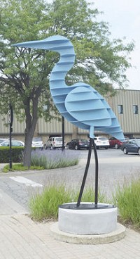 Janet Austin&rsquo;s &ldquo;Waterbird&rdquo; sculpture is now on display near 5th and Franklin streets in the Uptown Arts District. Staff photo by Samantha Smith