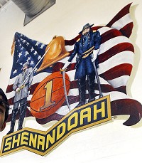 This 2011 photo shows the mural on the wall of the gymnasium of Shenandoah High Shool, which was named for the Shenandoah Valley in Virginia from which most of the settlers in the Middletown area emirated. Staff file photo by John P. Cleary