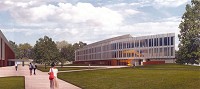 This drawing, provided by Purdue University Northwest, depicts the exterior of the Bioscience Innovation Building set to be constructed on the Hammond campus starting in August 2018. Provided image