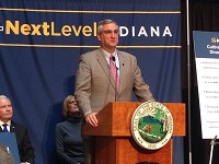 Indiana Gov. Eric Holcomb announces his 2018 legislative agenda on Wednesday at the Statehouse. Staff photo by Dan Carden