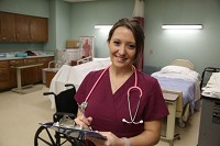 Paige Collins, a former student at the Porter County Career and Technical Center, credits the center for giving her hands-on training that led to her going forwrd with a nursing career. Staff photo by Tony&nbsp; V. Martin