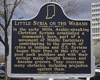 Little Syria on the Wabash: This is the front of the new historical marker at the corner of Fifth and Cherry Streets. Tribune-Star photo by Joseph C. Garza