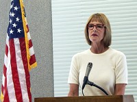 Indiana Lt. Governor Suzanne Crouch addresses a crowd in Greensburg following the announcement of the Strategic Plan for Rural Indiana. Staff photo by Josuha Heath