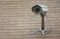 This security camera is on the Cathedral of Saint James Episcopal Church in downtown South Bend. Staff photo by Michael Caterina