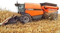 A fourth-generation Tribine is tested in cornfields south of Logansport in this promotional photo provided by Tribine Harvester LLC. The fifth-generation of the Tribine is slated to begin production in January 2016. Submitted photo