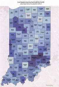 Decatur County in 2012 led the state in the share of high school students who obtained dual credit.