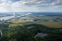 Courtesy Alcoa Aerial - Located along the Ohio River near Yankeetown, Warrick Operations is celebrating 50 years of continuous operation in this community in 2010. This aerial picture is facing eastward.