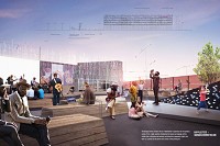 Ripple + Wilson's design for a public art piece at ArtHouse: A Social Kitchen in downtown Gary is shown. Rendering provided