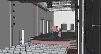 A rendering of the upgraded stage at the Vanity Theater, part of a planned $3.1 million renovation project. Image provided