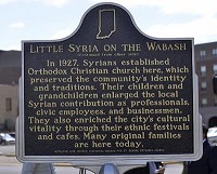 Little Syria on the Wabash: This is back of the new historical marker at the corner of Fifth and Cherry Streets. Tribune-Star photo by Joseph C. Garza