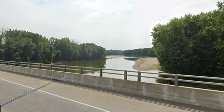 The Wabash River off U.S. Highway 231 through West Lafayette. (Screenshot from Google Maps)