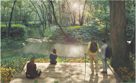 A rendering shows

plans for Buttonbush Woods, a section of Origin Park’s first phase. Origin Park received $3 million in the first round of READI. Provided images